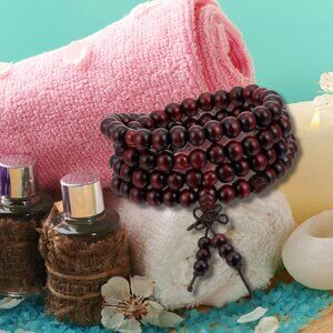 Natural Sandalwood Healing Prayer Meditation Wood Round Beads Bracelet Necklace